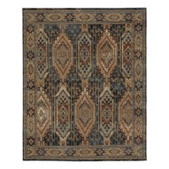 Tappeto in stile tribale Rug & Kilim con motivo geometrico blu, marrone, rosso e oro