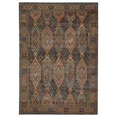 Tappeto in stile tribale Rug & Kilim con motivo geometrico blu, marrone, rosso e oro