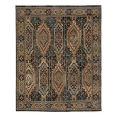 Rug & Kilim's Tribal Style Teppich in Blau, Brown, Rot & Gold Geometrisches Muster