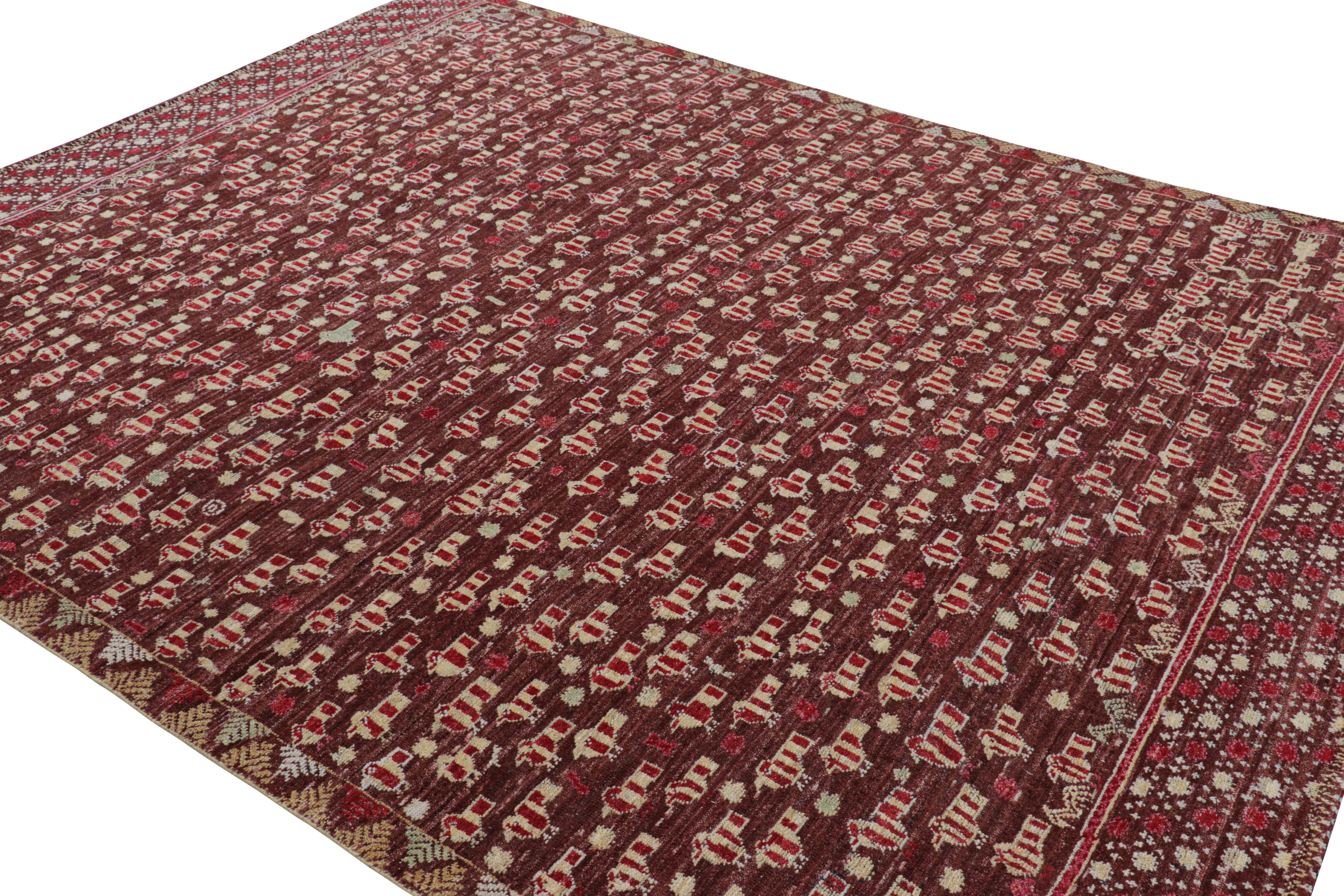 Rug & Kilim’s Tribal Style Rug in Brown with Geometric Patterns and Birds In New Condition For Sale In Long Island City, NY