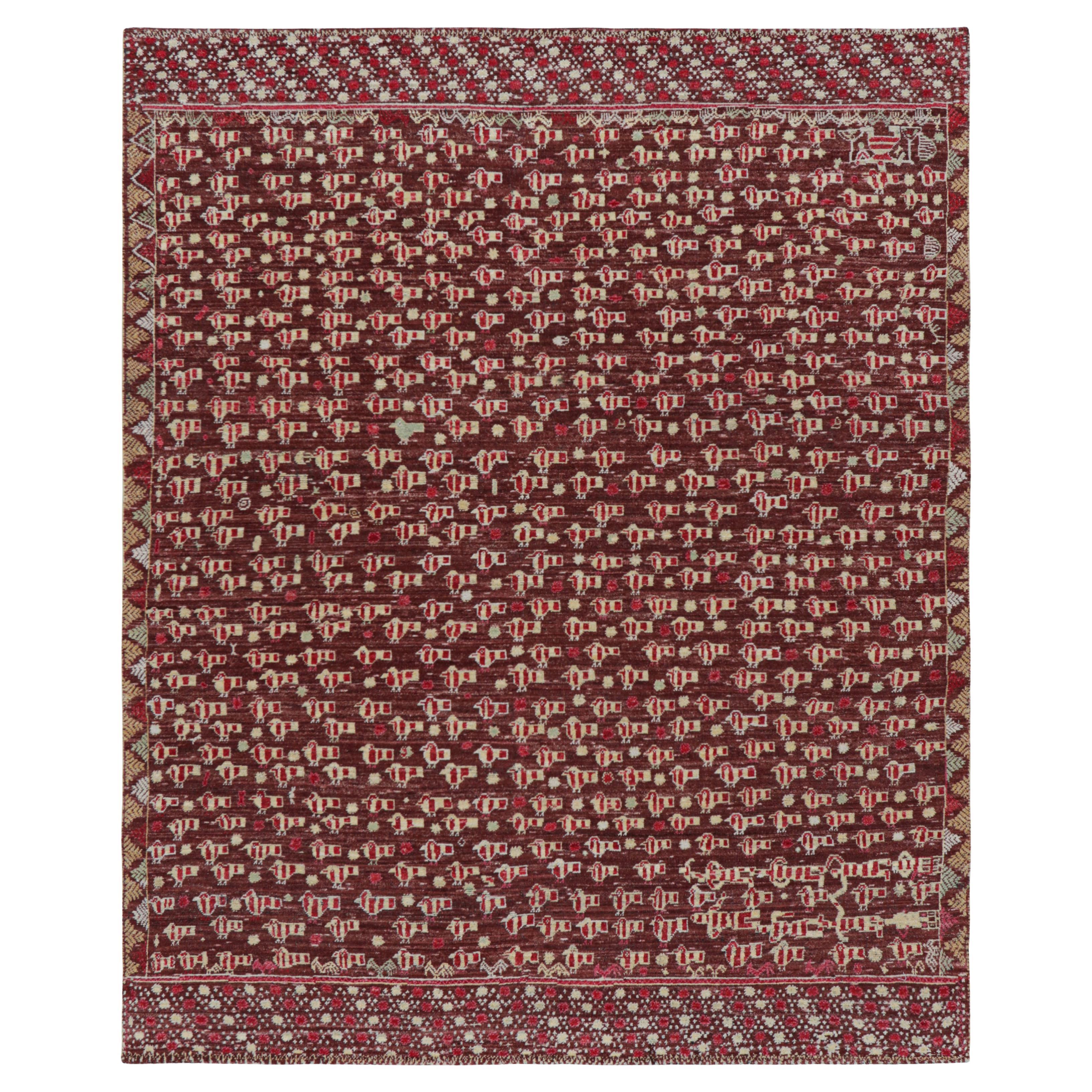 Rug & Kilim’s Tribal Style Rug in Brown with Geometric Patterns and Birds For Sale