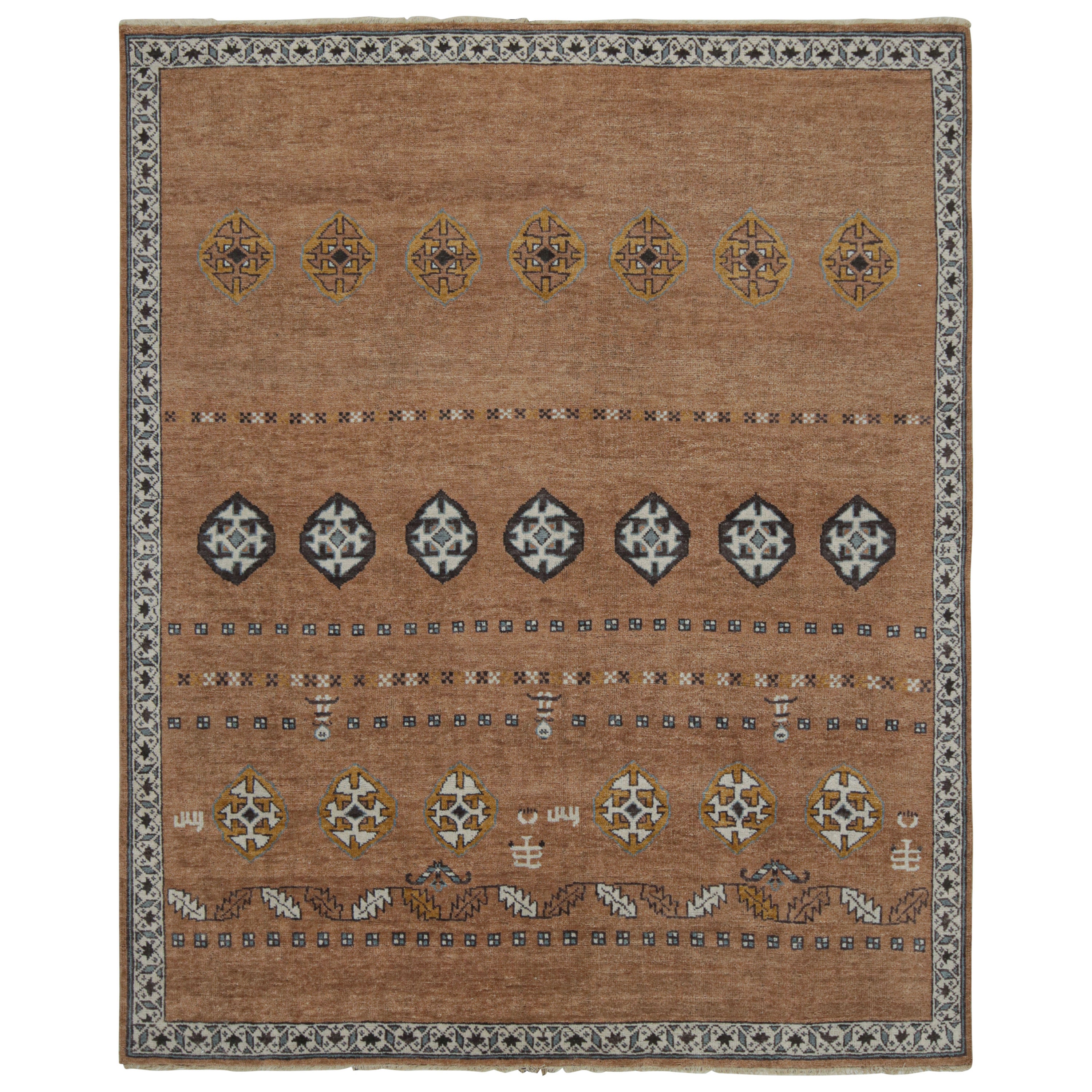 Rug 
Kilim
s Tribal Style Rug in Braun mit primitiven geometrischen Mustern