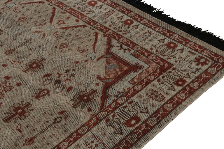 Rug and Kilim’s Tribal Style Rug in Gray, Red and Brown Geometric ...