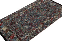 Rug & Kilim’s Tribal Style Rug in Green, Blue & Red Geometric Patterns