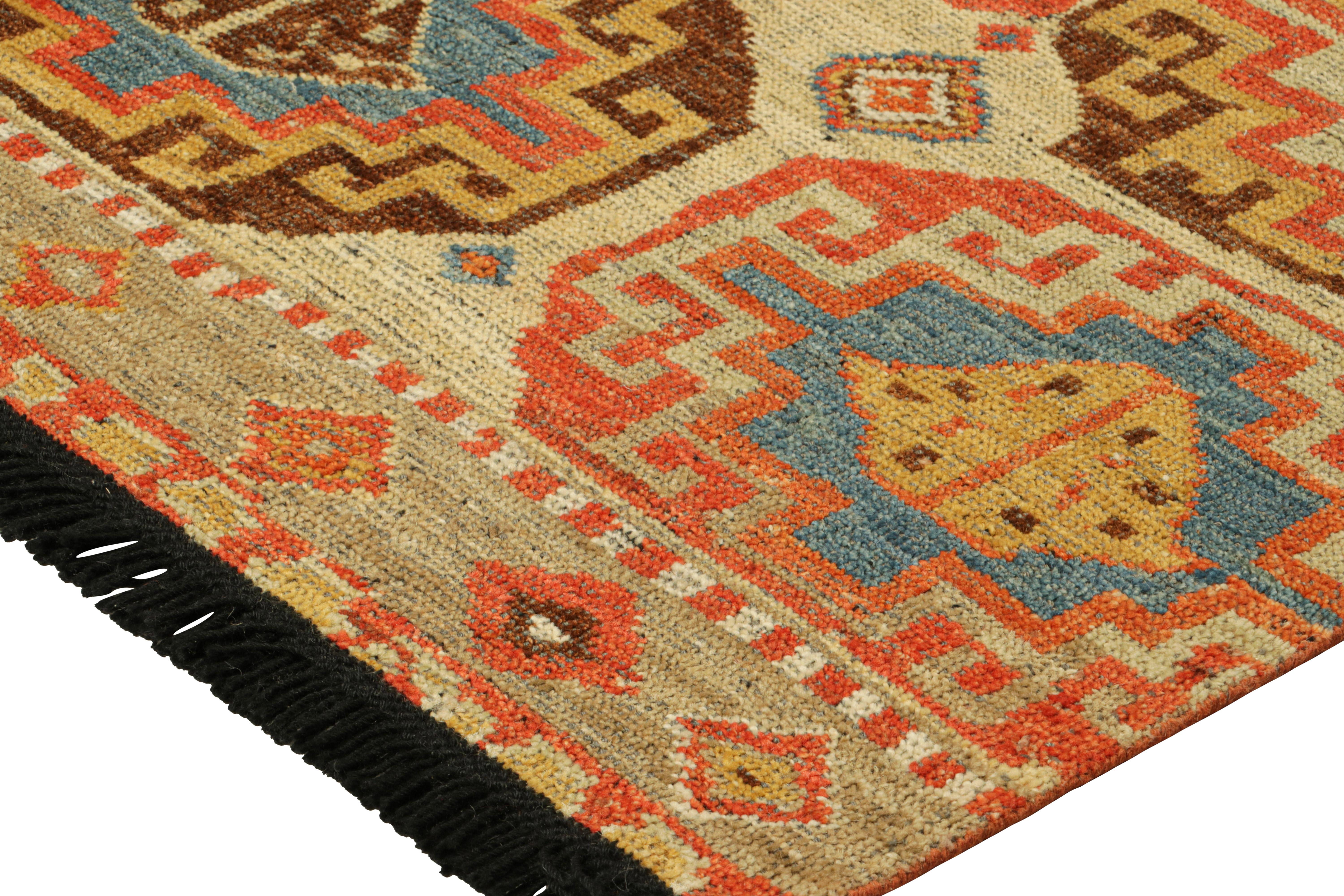 Contemporary Rug & Kilim’s Tribal Style Rug in Polychromatic Medallions & Geometric Patterns For Sale
