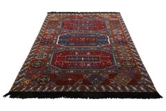Rug & Kilim's Tribal Style Teppich in Rot und Blau Geometrisches All-Over-Muster