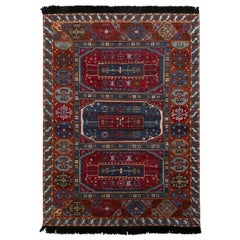 Rug 
Kilim
s Tribal Style Teppich in Rot und Blau Geometrisches All-Over-Muster