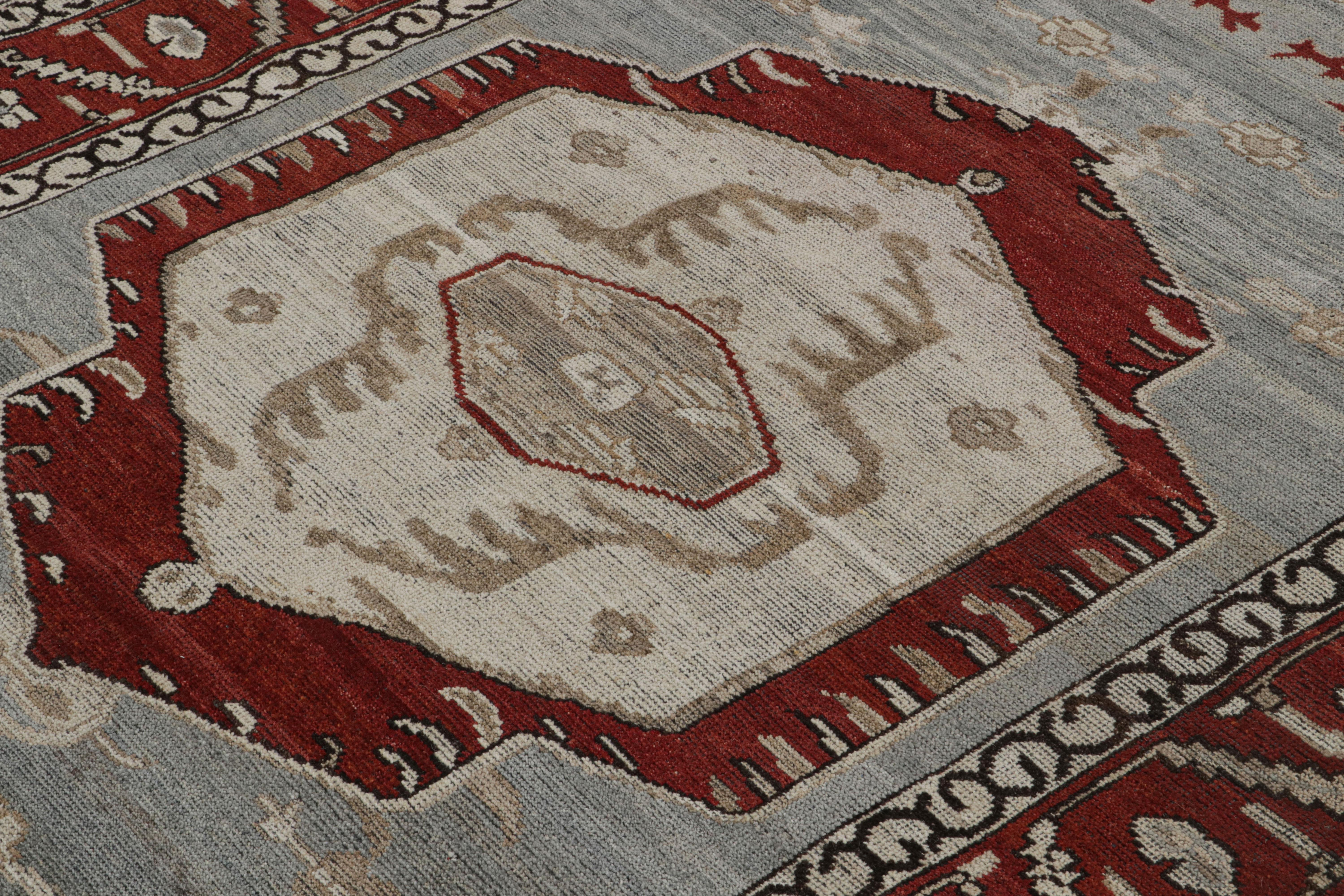 Hand-Knotted Rug & Kilim’s Tribal Style Rug in Red and Blue with Medallion For Sale