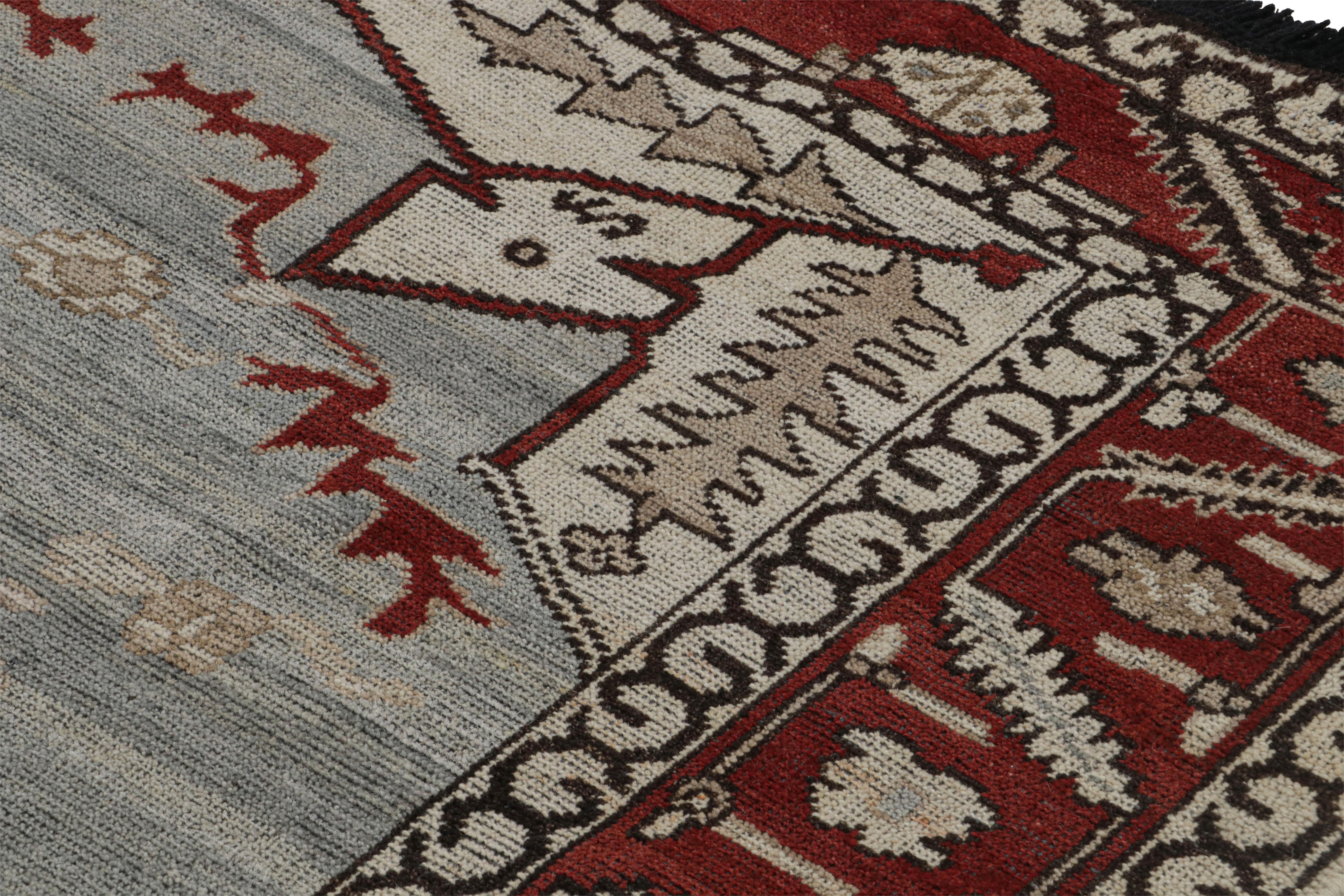 Rug & Kilim’s Tribal Style Rug in Red and Blue with Medallion In New Condition For Sale In Long Island City, NY