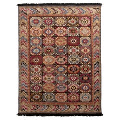 Rug & Kilim’s Tribal Style Rug in Red and Gold All Over Geometric Pattern