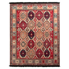 Rug & Kilim’s Tribal Style Rug in Red and Pink All Over Geometric Pattern