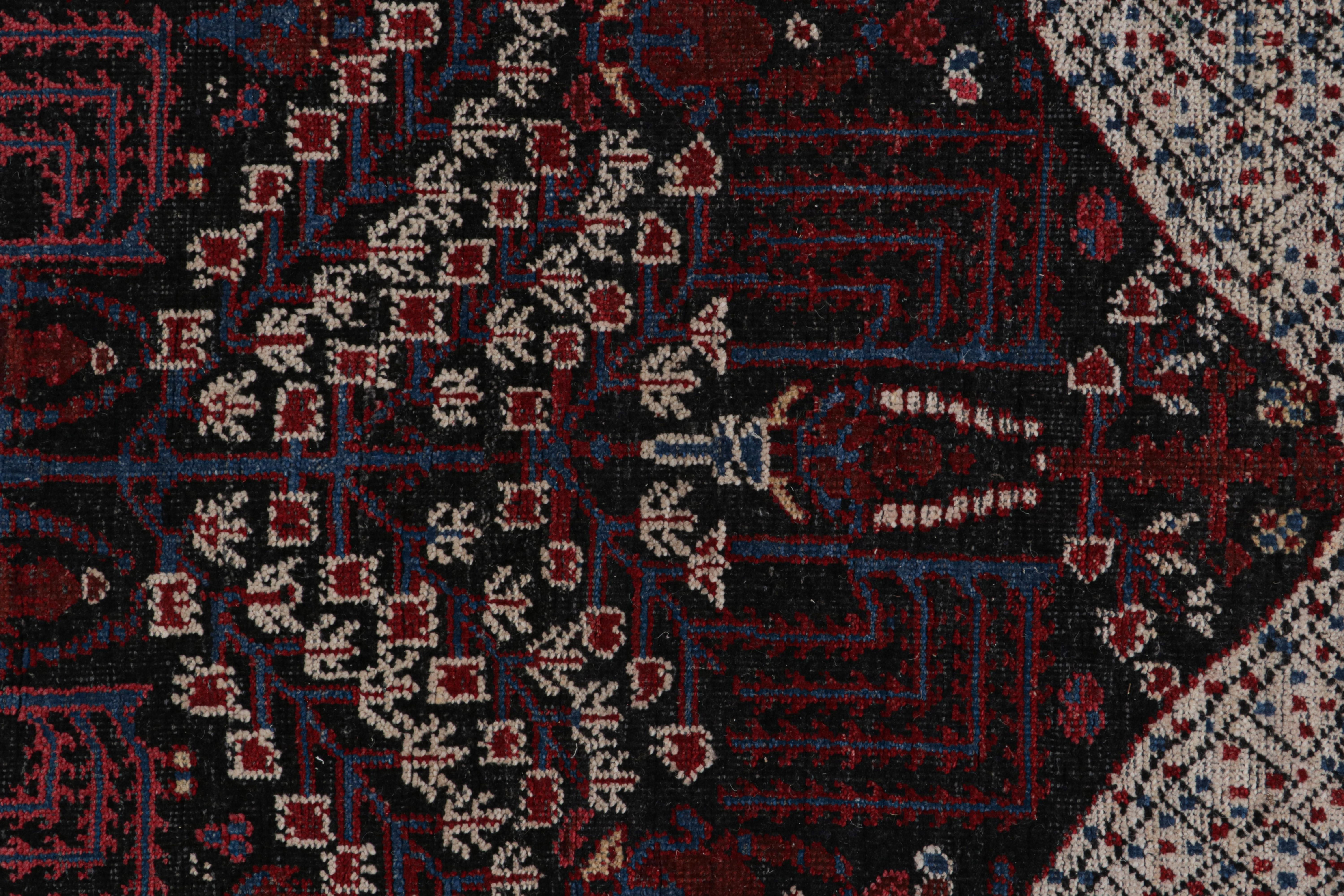 Contemporary Rug & Kilim’s Tribal Style Rug in Red, Blue & Black Geometric Patterns For Sale