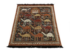 Rug & Kilim's Tribal Style Rug in Red, Orange-Brown, Pictorial Pattern