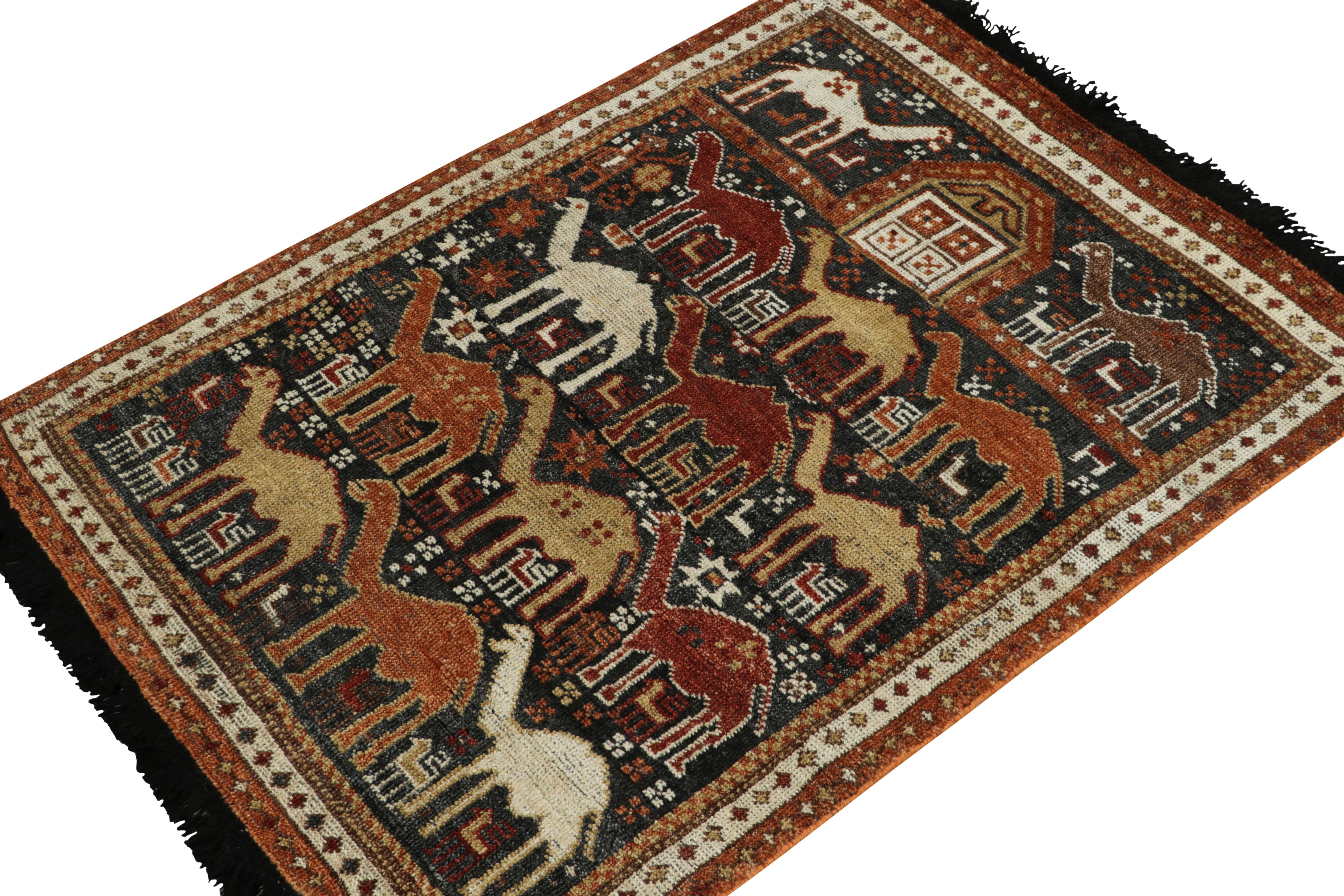 Tribale Tappeto in stile tribale Rug & Kilim in rosso, arancione e marrone, motivo pittorico in vendita