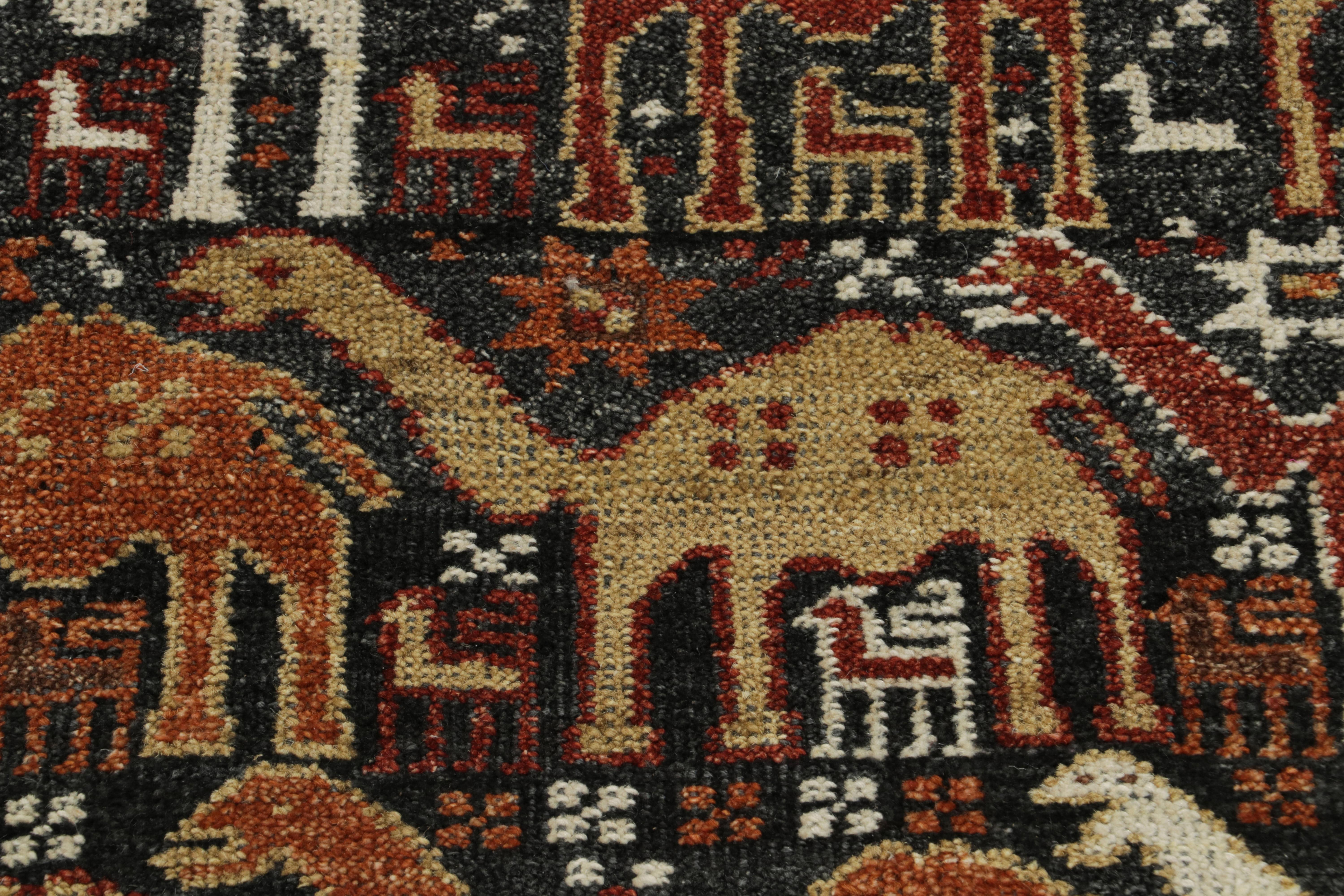 Annodato a mano Tappeto in stile tribale Rug & Kilim in rosso, arancione e marrone, motivo pittorico in vendita