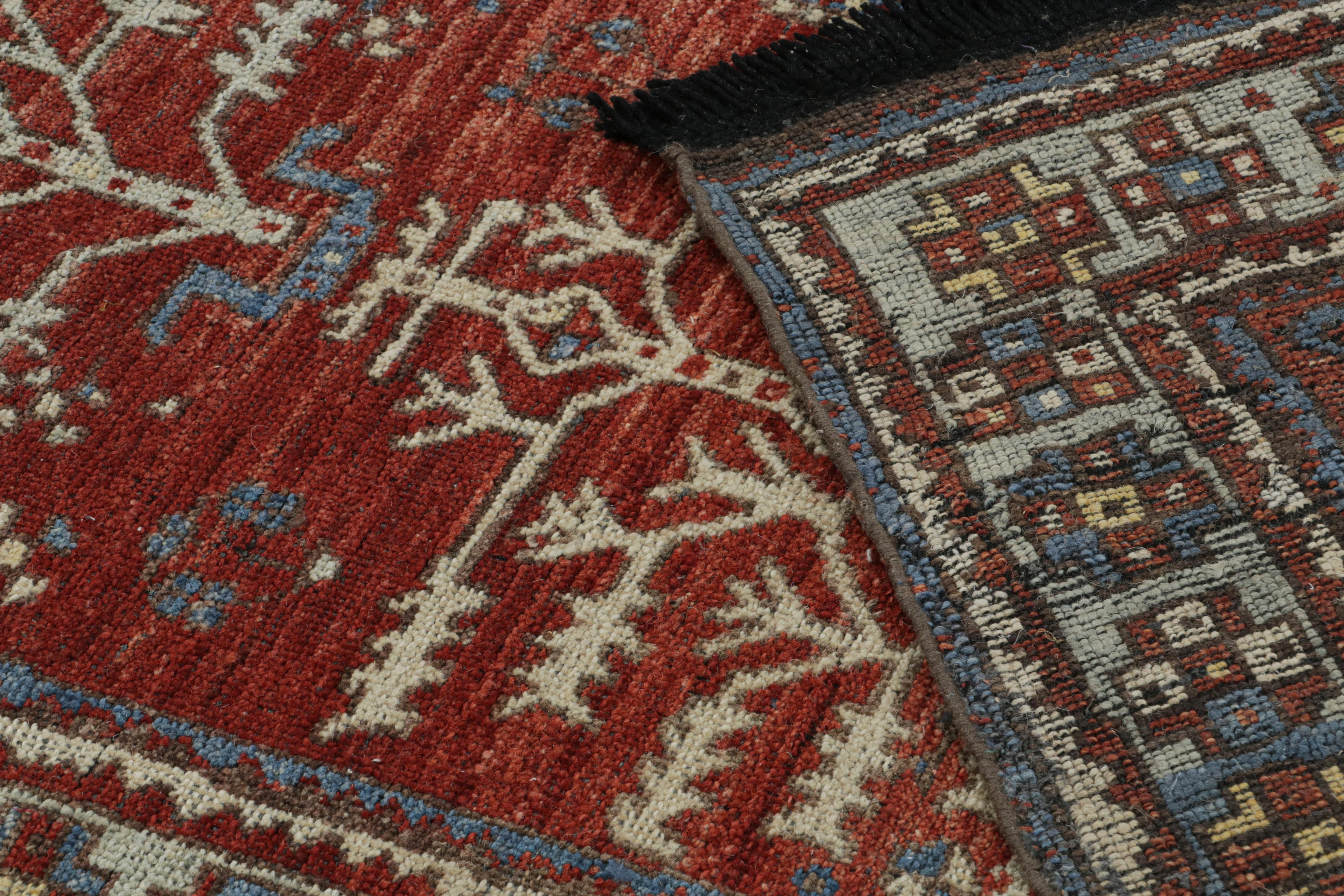 Wool Rug & Kilim’s Tribal Style Rug in Red with Pictorials and Geometric Patterns For Sale