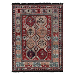 Rug
Kilim
s Tribal Style Teppich in Rot mit rosa und blauen geometrischen Medaillons