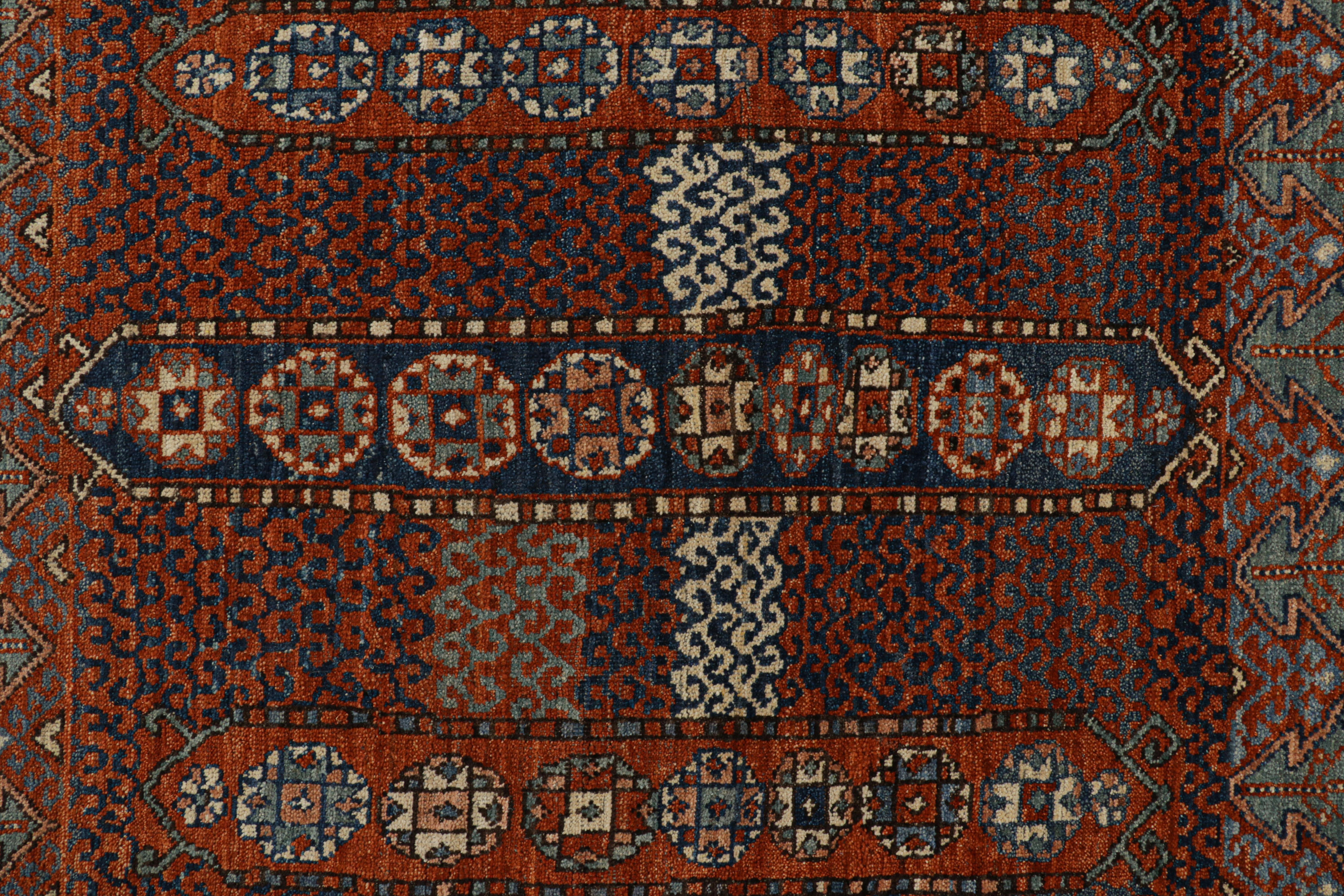 Indian Rug & Kilim’s Tribal Style Rug in Rich Red, with Colorful Geometric Patterns For Sale