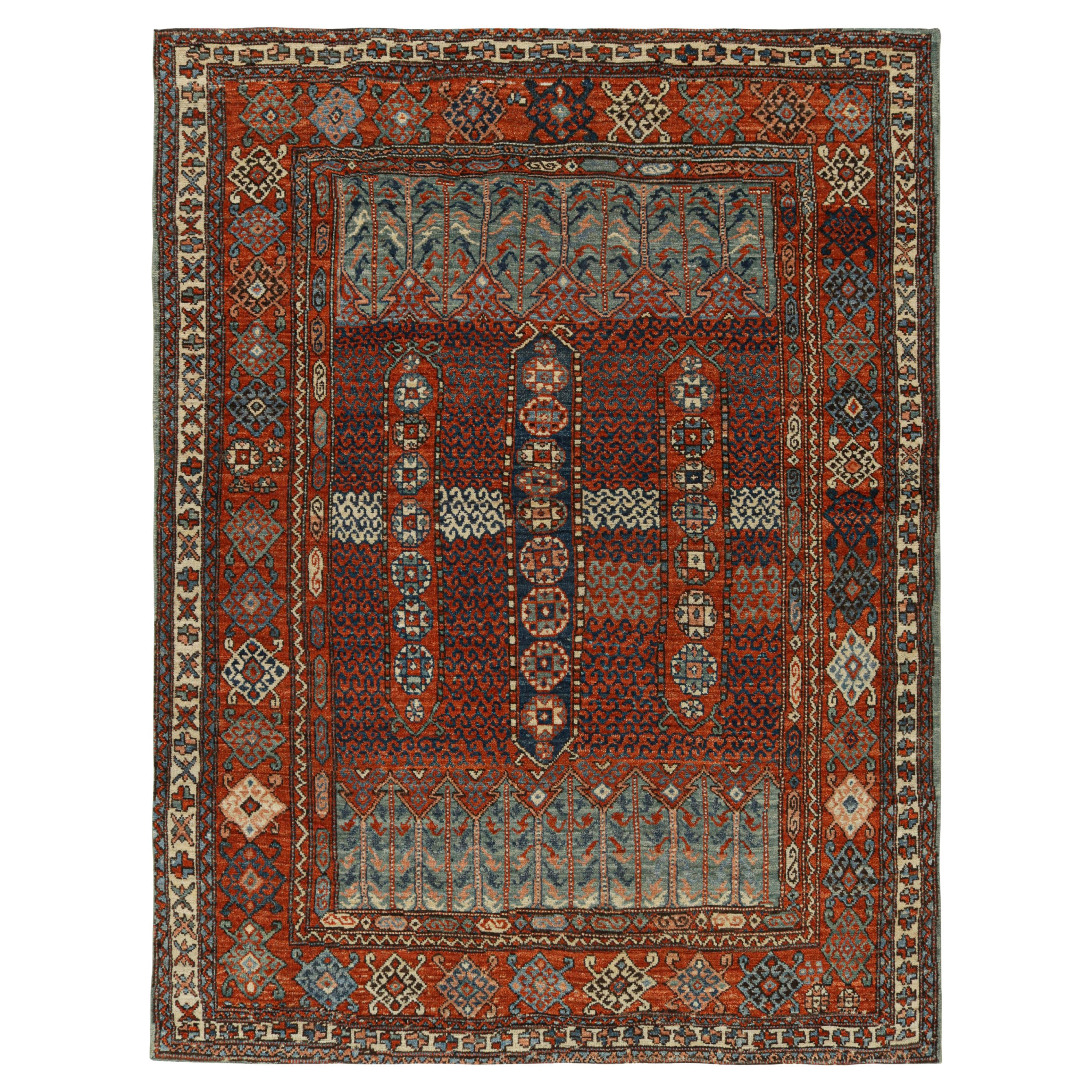 Rug & Kilim’s Tribal Style Rug in Rich Red, with Colorful Geometric Patterns For Sale
