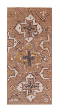 Rug & Kilim’s Tribal Style Rug in Rust with Gold and White Medallion Patterns