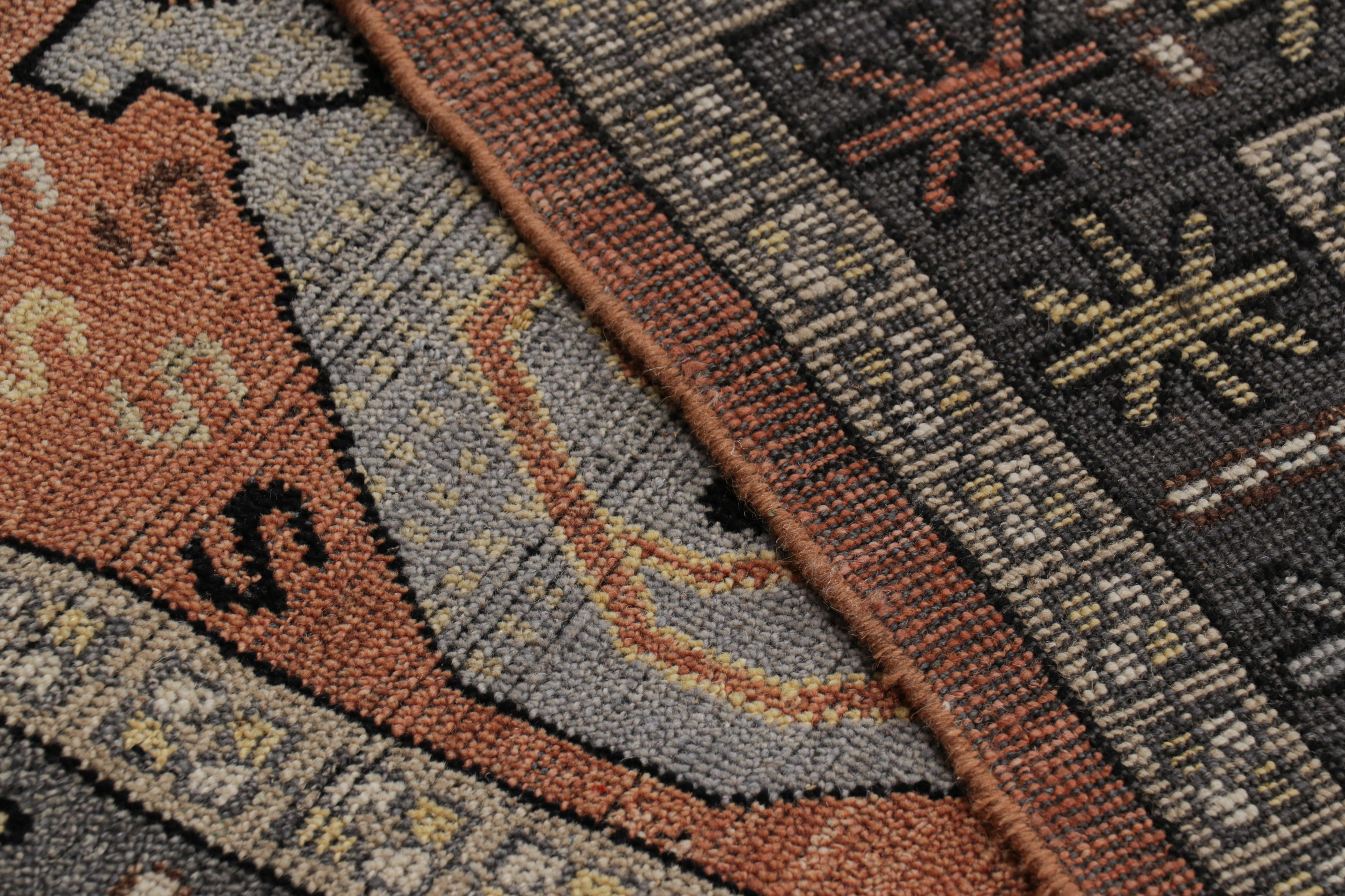 Wool Rug & Kilim’s Tribal Style Rug in Rust with Polychromatic Lion Pictorials For Sale