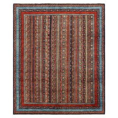 Rug & Kilim’s Tribal Style Rug with Multicolor Stripes and Floral Patterns