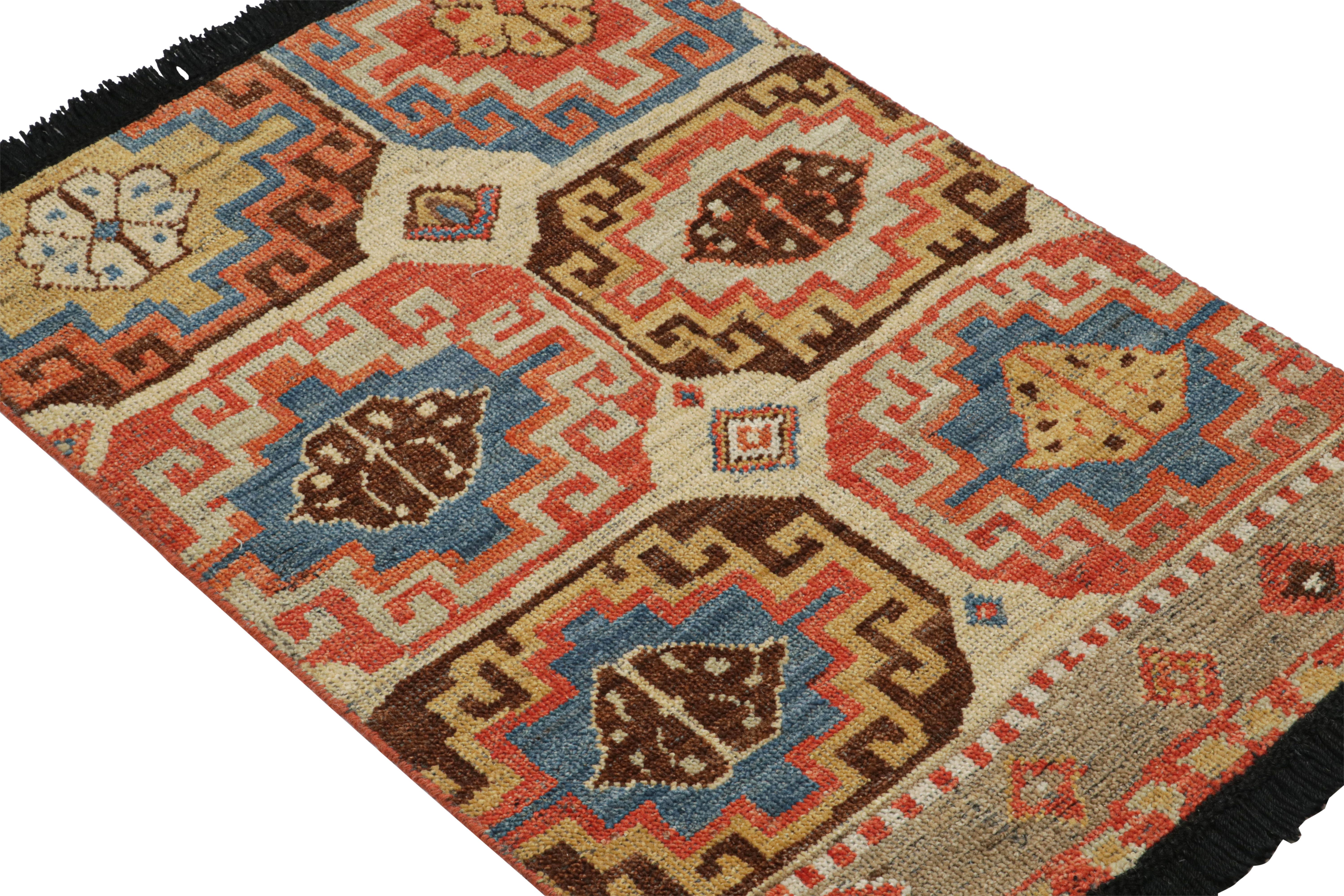 Inspired by antique tribal rugs of Turkish and Caucasian provenance, particularly in its love of medallions in the geometric gul style, this 2x3 rug is hand-knotted in wool. 

On the Design: 

Particularly inspired by the nomadic tribal pieces, it