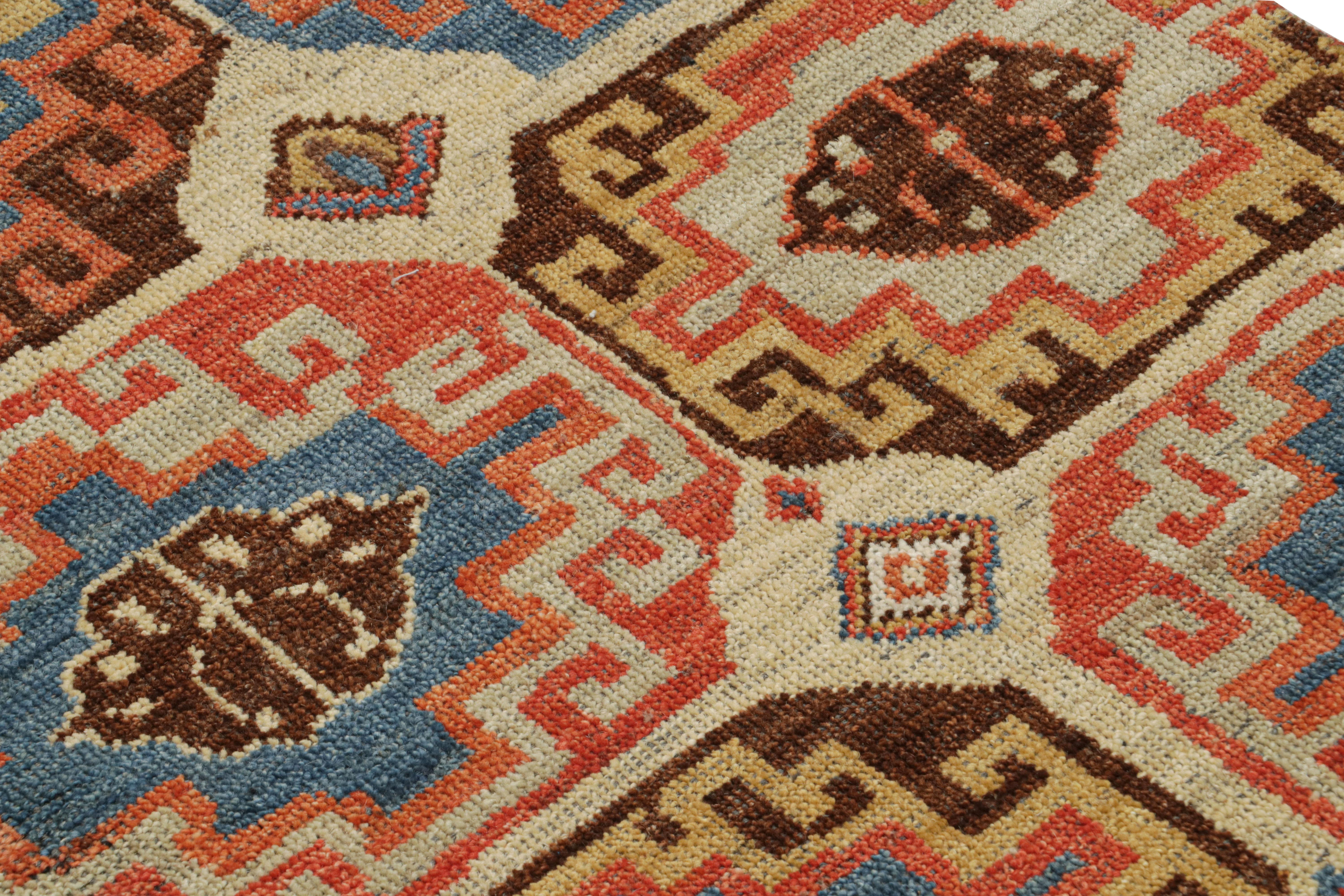 Indian Rug & Kilim’s Tribal Style Rug with Primitivist Geometric Pattern and Medallions For Sale