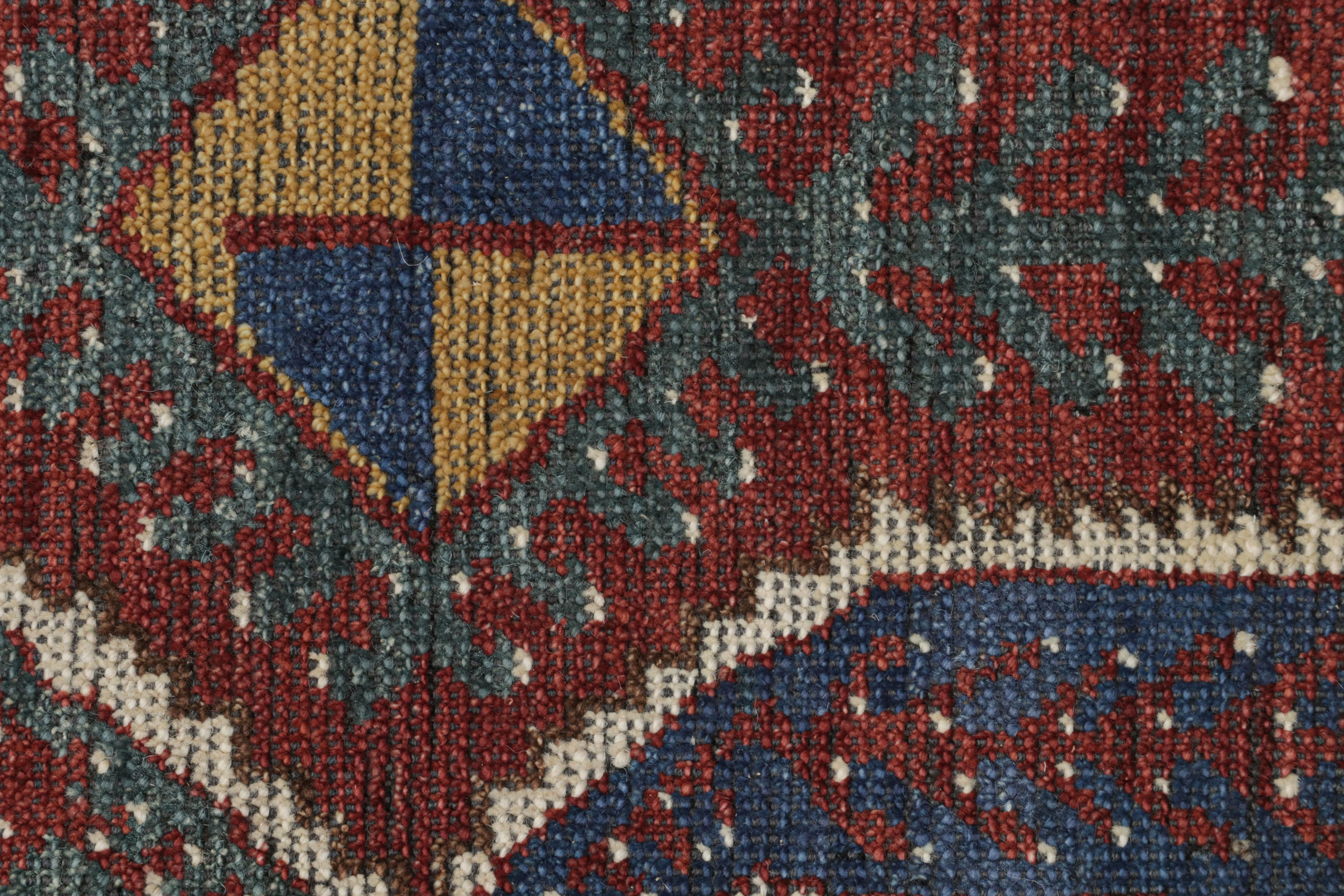 Indian Rug & Kilim’s Tribal Style Rug with Primitivist Geometric Pattern and Medallions For Sale