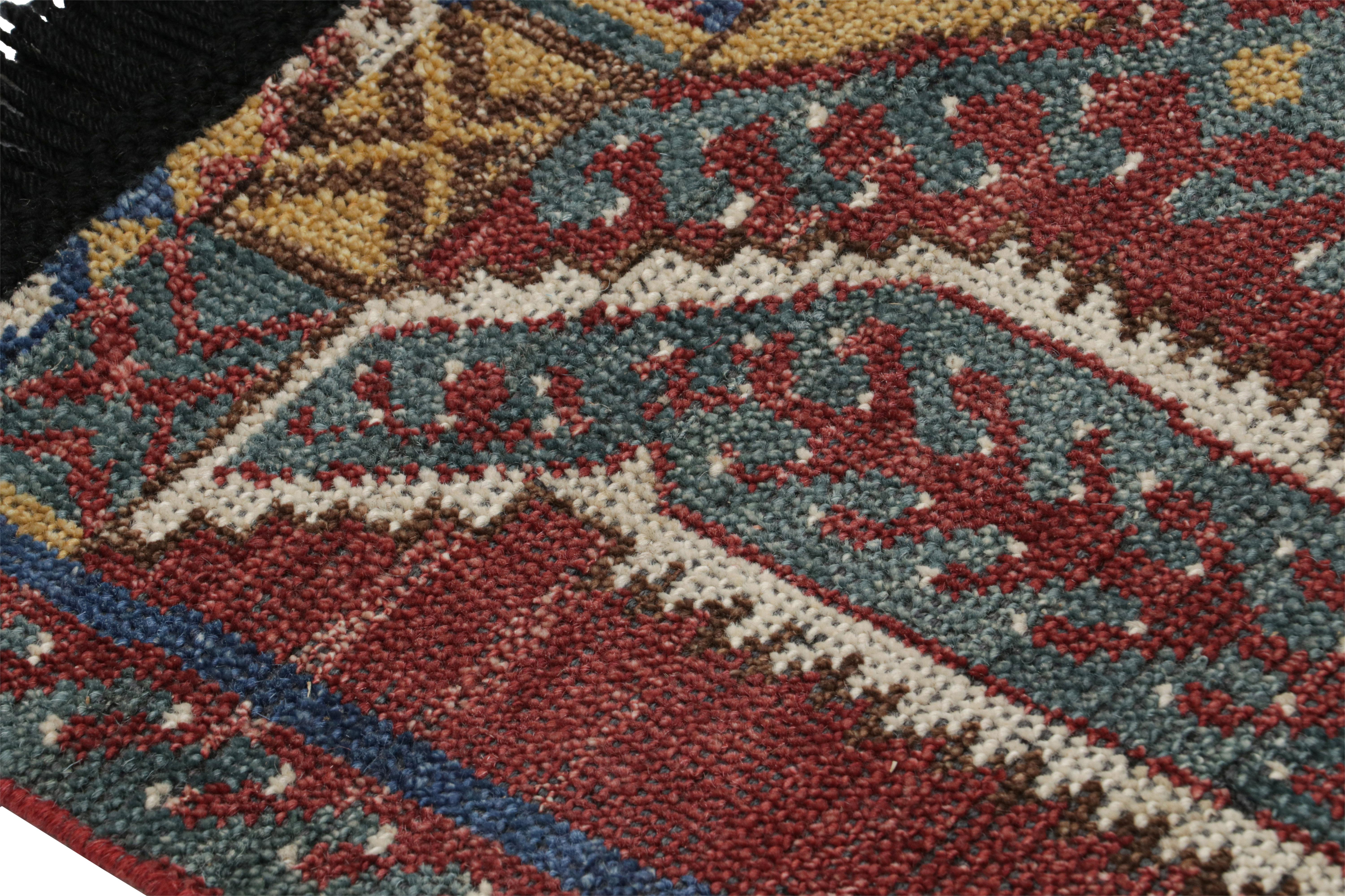Hand-Knotted Rug & Kilim’s Tribal Style Rug with Primitivist Geometric Pattern and Medallions For Sale