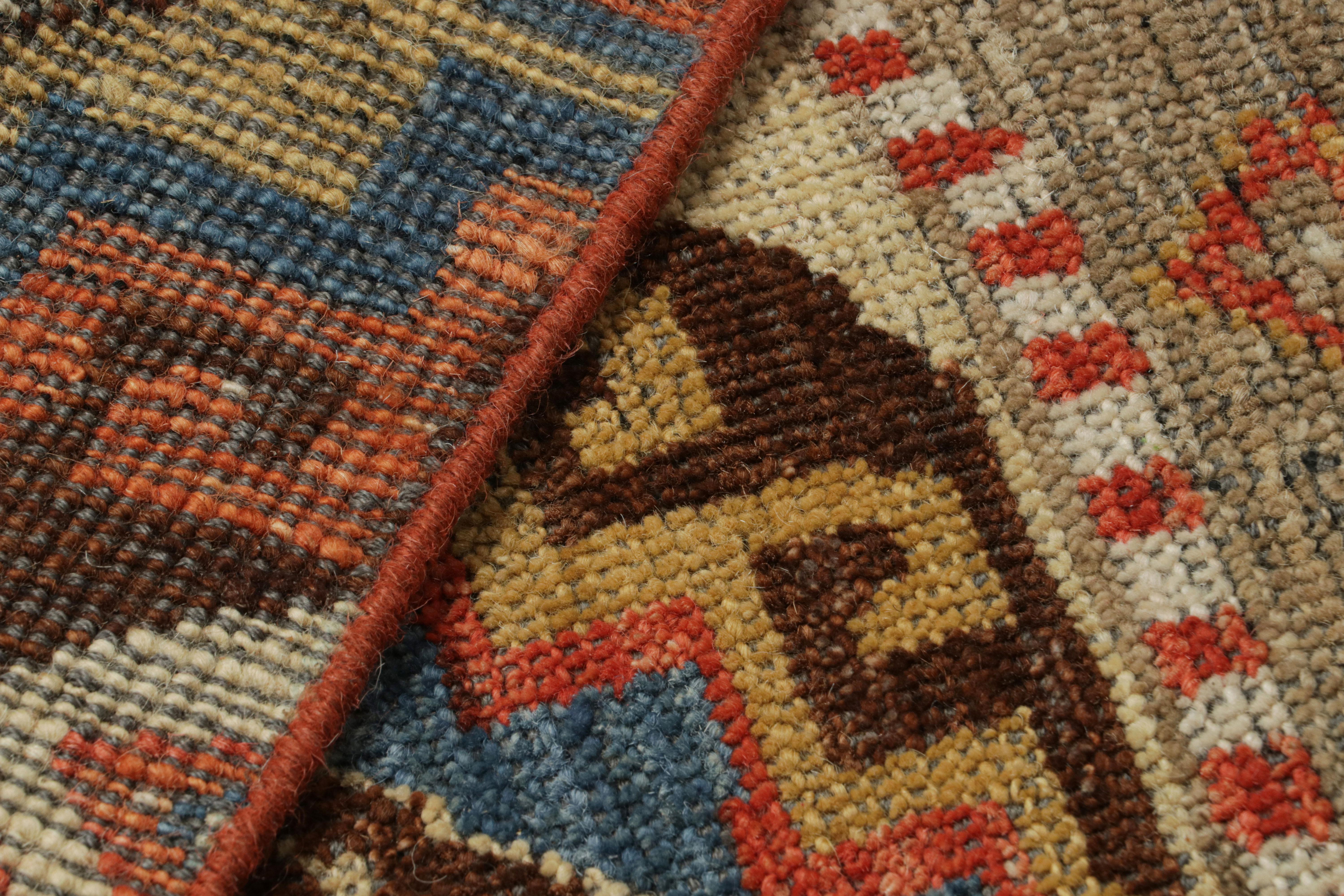 Contemporary Rug & Kilim’s Tribal Style Rug with Primitivist Geometric Pattern and Medallions For Sale