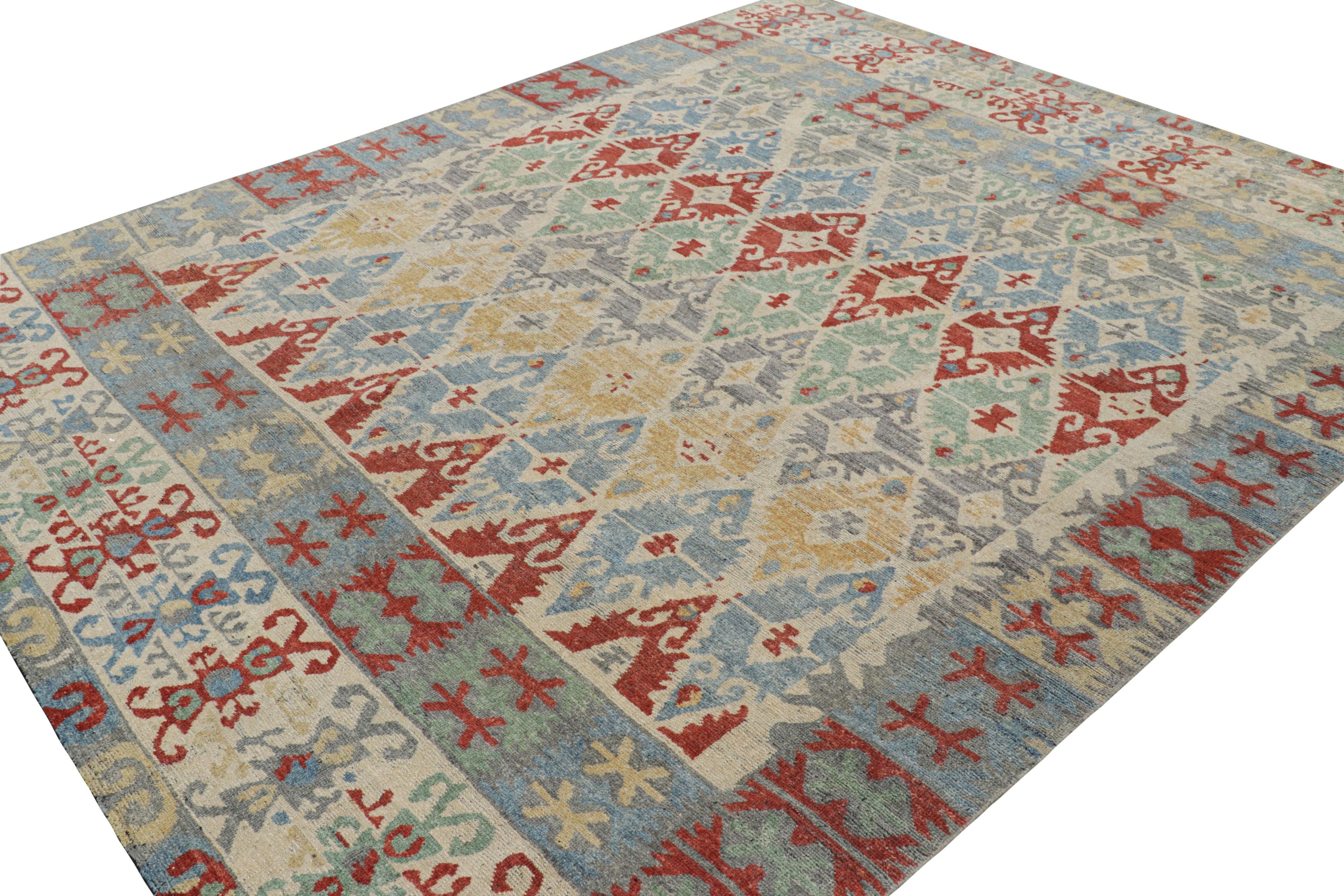Rug & Kilim's Tribal Style Teppich mit lebhaften polychromatischen geometrischen Mustern (Handgeknüpft) im Angebot