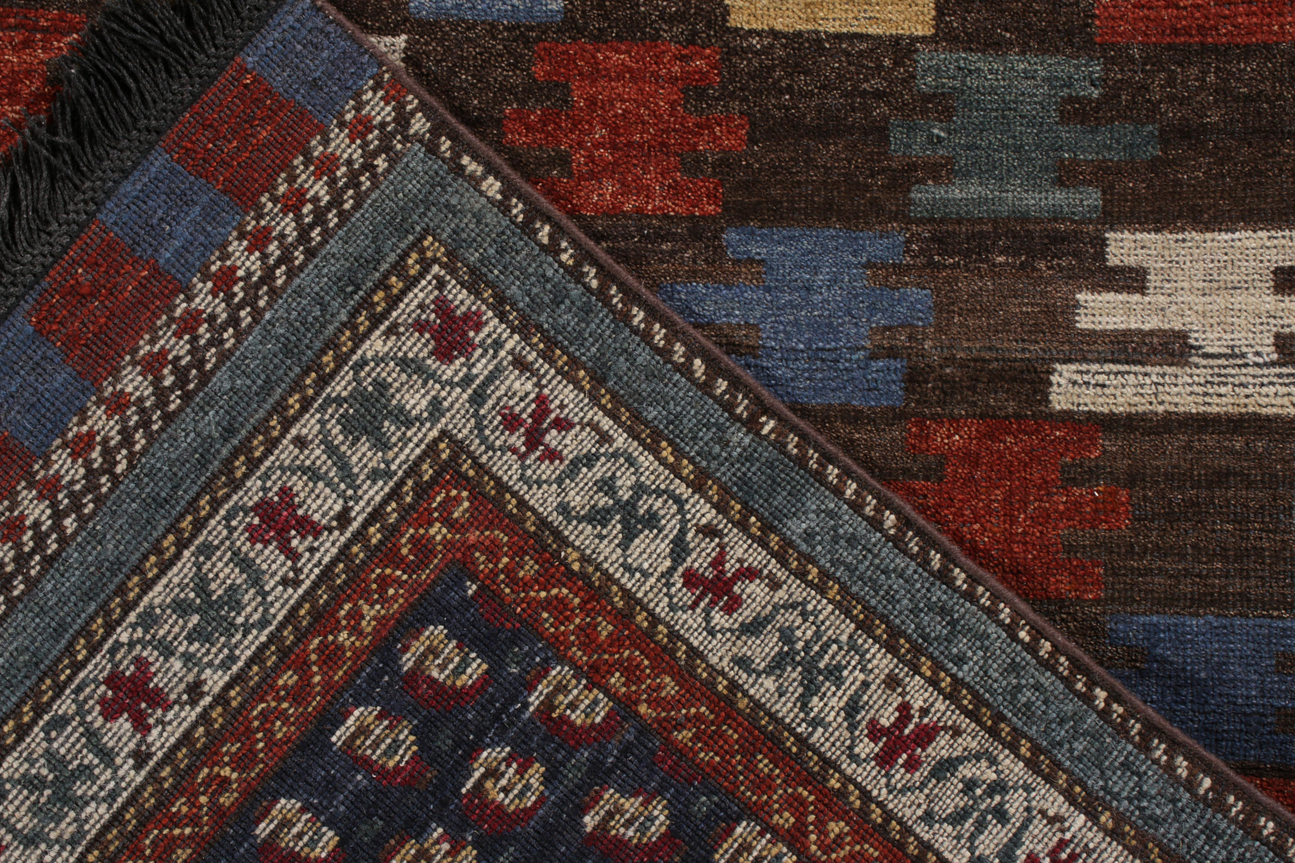 Teppich & Kilims Tribal Style Läufer in Beige-Brown All Over Geometrisches Muster (Handgeknüpft) im Angebot