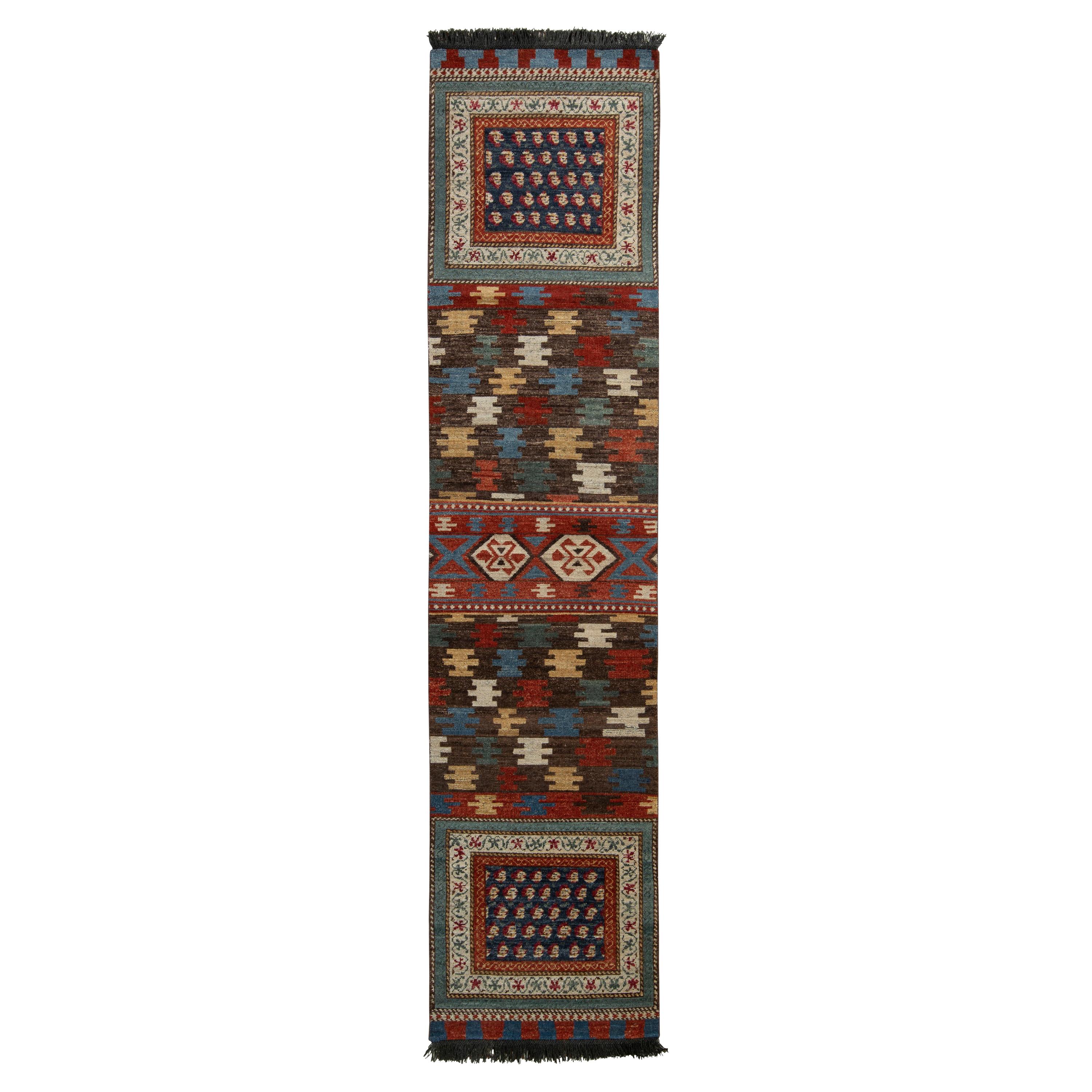 Rug & Kilim’s Tribal Style Runner in Beige-Brown All Over Geometric Pattern