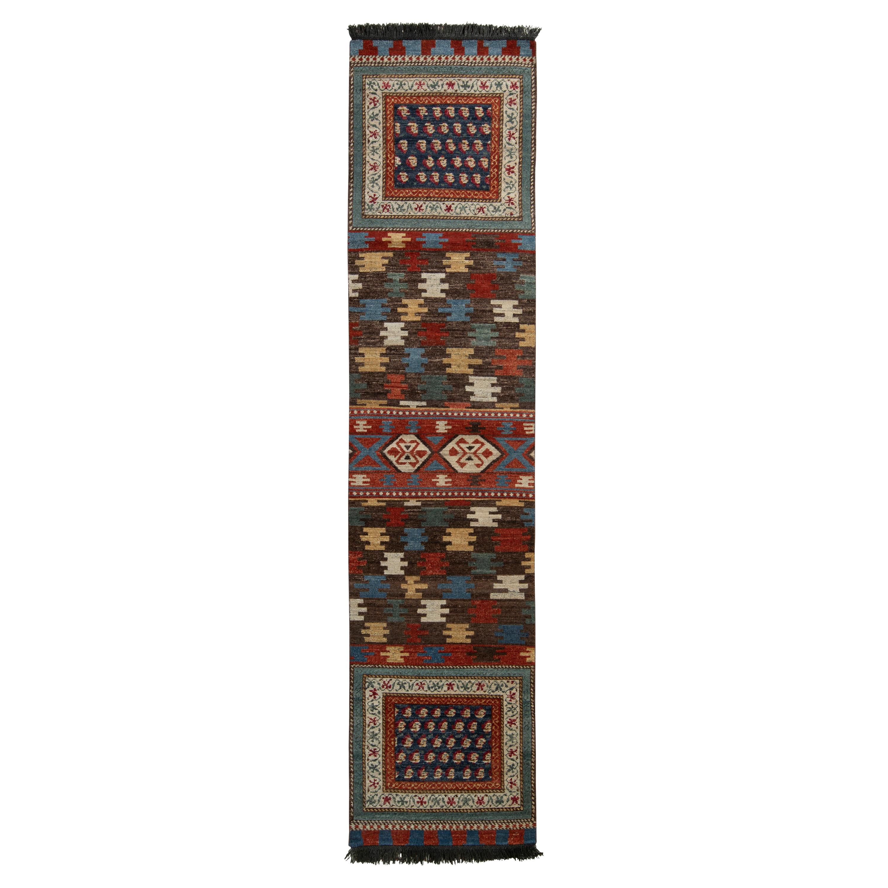 Rug & Kilim’s Tribal Style Runner in Beige-Brown All Over Geometric Pattern