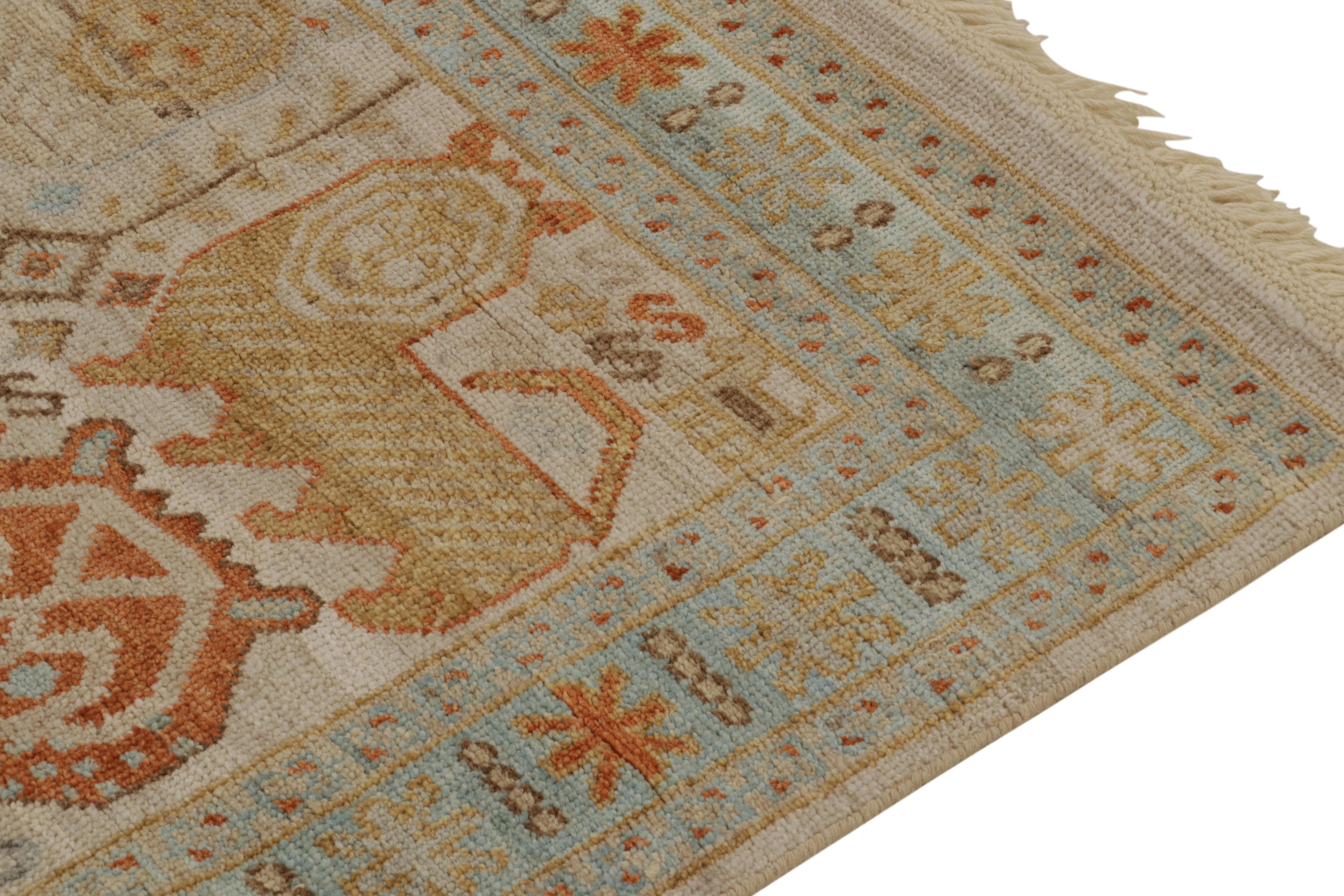 Rug & Kilim’s Tribal Style Runner in Beige-Brown, Blue and Red Pictorials In New Condition For Sale In Long Island City, NY