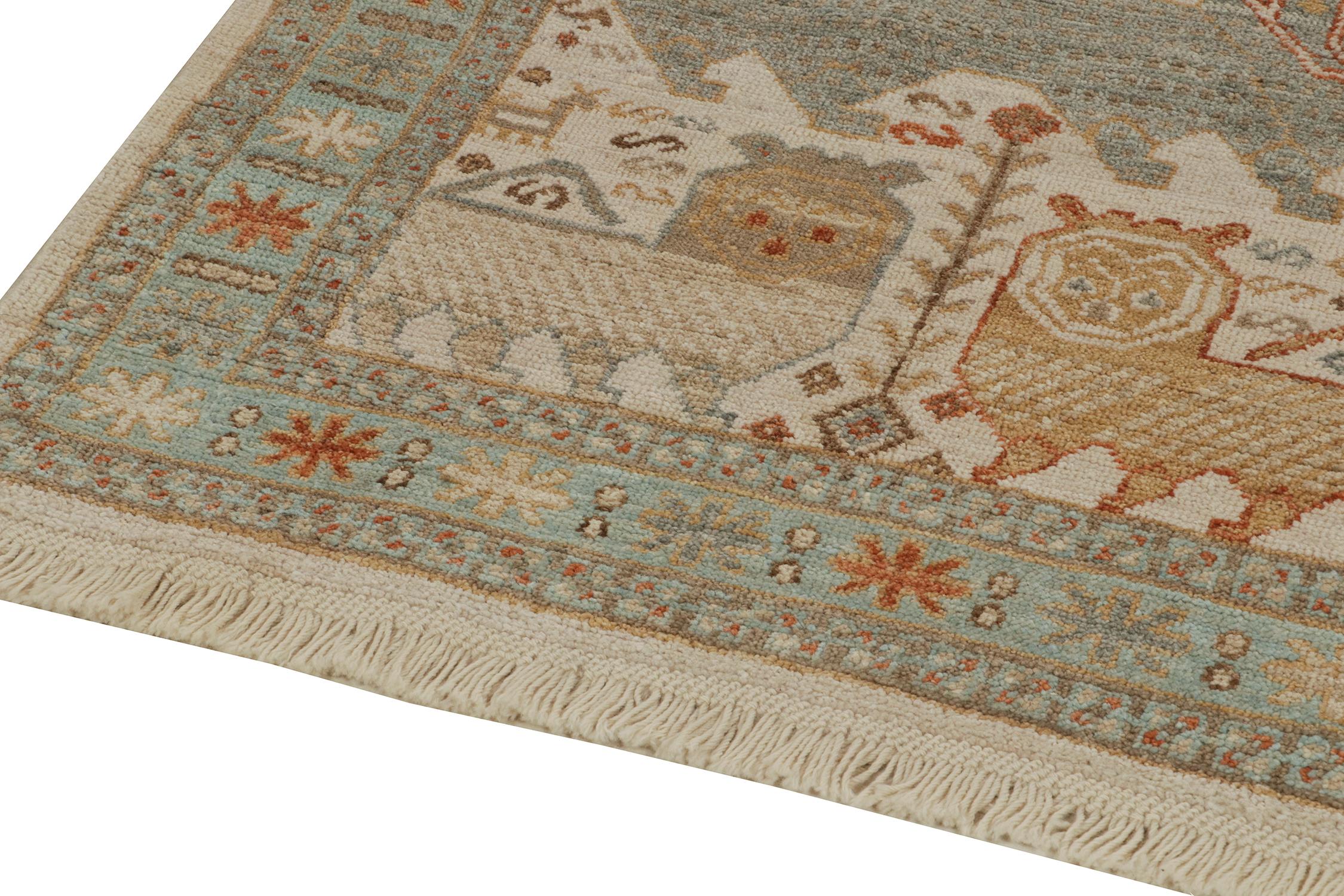  Rug & Kilim’s Tribal style runner in Beige-Brown, Blue and Red Pictorials In New Condition For Sale In Long Island City, NY