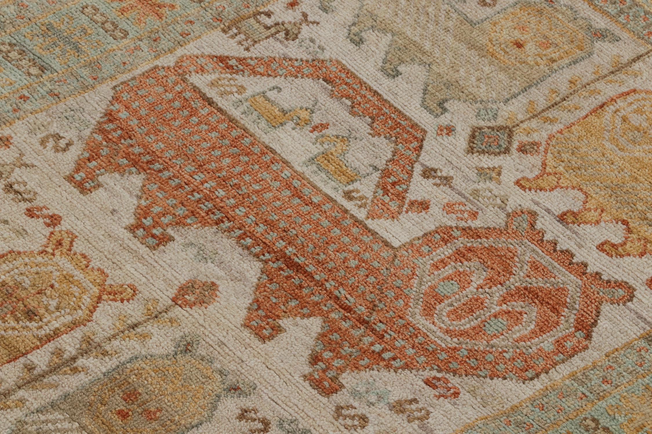 Contemporary Rug & Kilim’s Tribal style runner in Beige-Brown, Blue and Red Pictorials For Sale