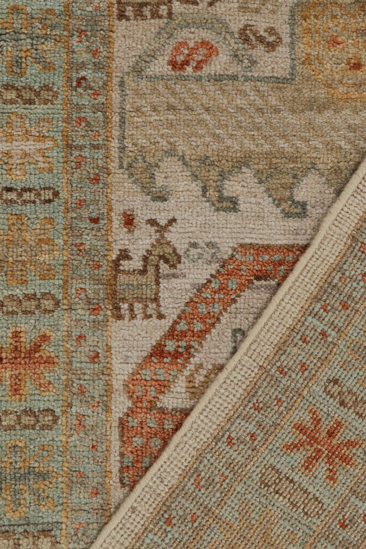 Wool Rug & Kilim’s Tribal style runner in Beige-Brown, Blue and Red Pictorials For Sale