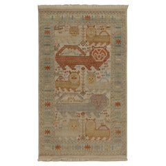 Rug & Kilim’s Tribal Style Runner in Beige-Brown, Blue and Red Pictorials