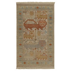 Tapis et tapis de couloir Kilims de style tribal en motifs beige-marron, bleu et rouge