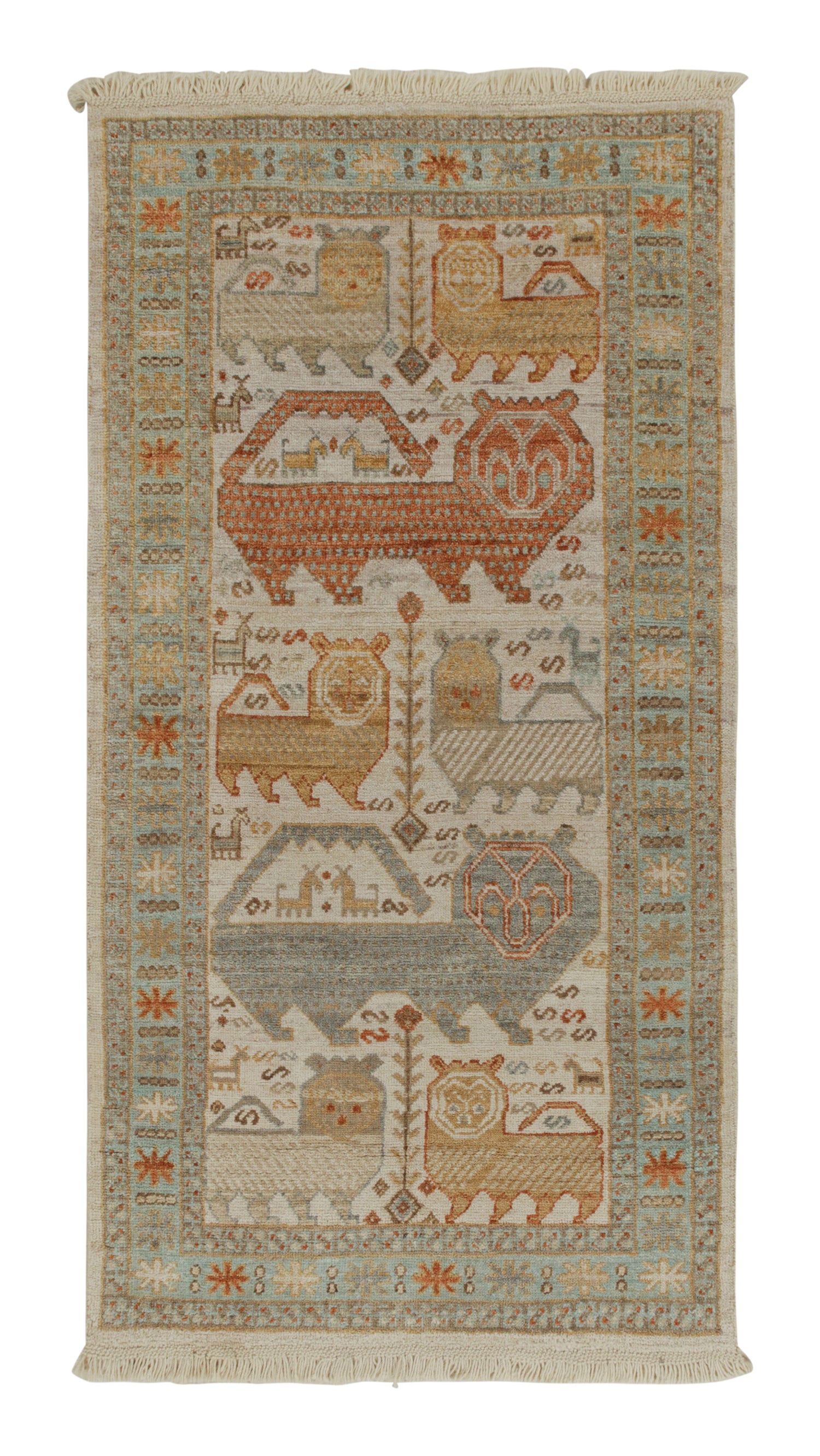 Rug & Kilim è un runner in stile tribale in beige-marrone, blu e rosso.
