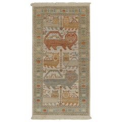 Alfombra de Rug & Kilim de estilo tribal en beige-marrón, azul y rojo pictórico