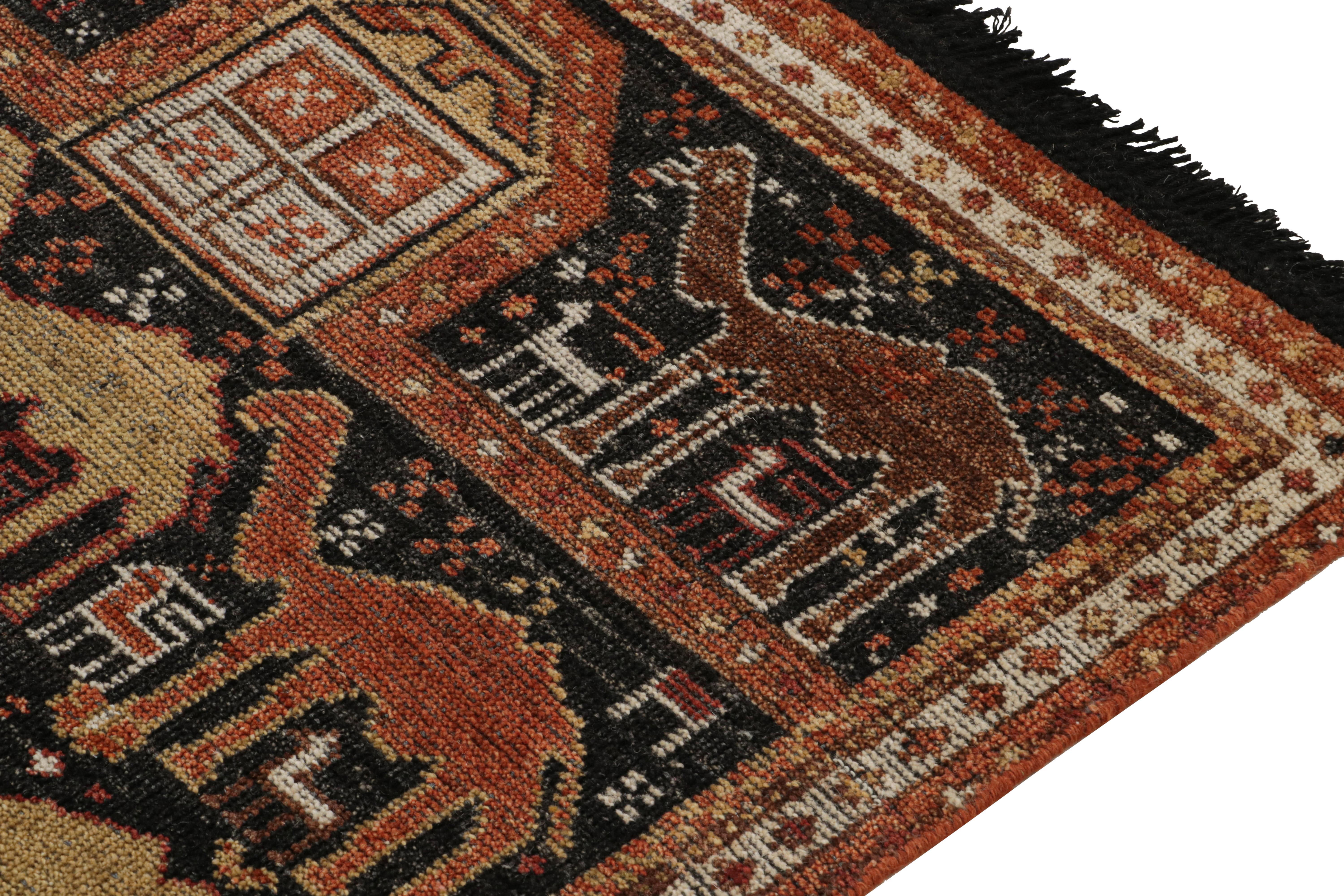 Rug & Kilim’s Tribal style runner in Black with Red, Gold-Brown Pictorials In New Condition For Sale In Long Island City, NY