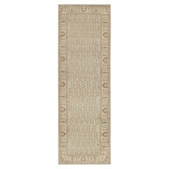 Tapis & Kilim's Tribal Style Runner in Blue with Beige-Brown Paisley Patterns (Tapis de style tribal en bleu avec des motifs beige et marron)