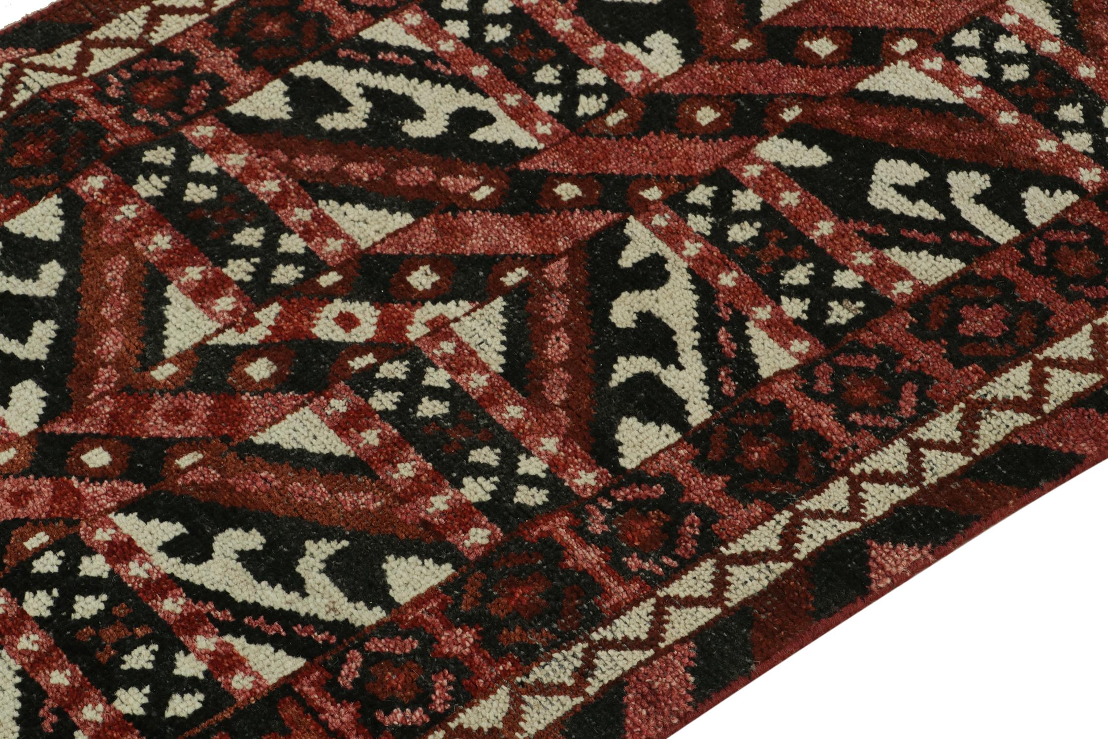 Contemporary Rug & Kilim’s Tribal style runner in red, black and white geometric pattern For Sale