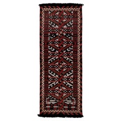 Rug & Kilim's Tribal Style Läufer in Rot, Schwarz und Weiß Geometrisches Muster