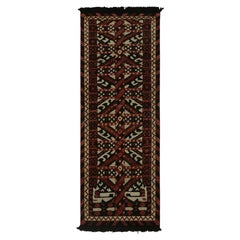 Rug & Kilim’s Tribal style runner in red, black and white geometric pattern