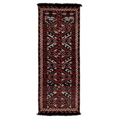 Traves de Mesa Estilo Tribal de Rug & Kilim con Dibujo Geométrico Rojo, Negro y Blanco