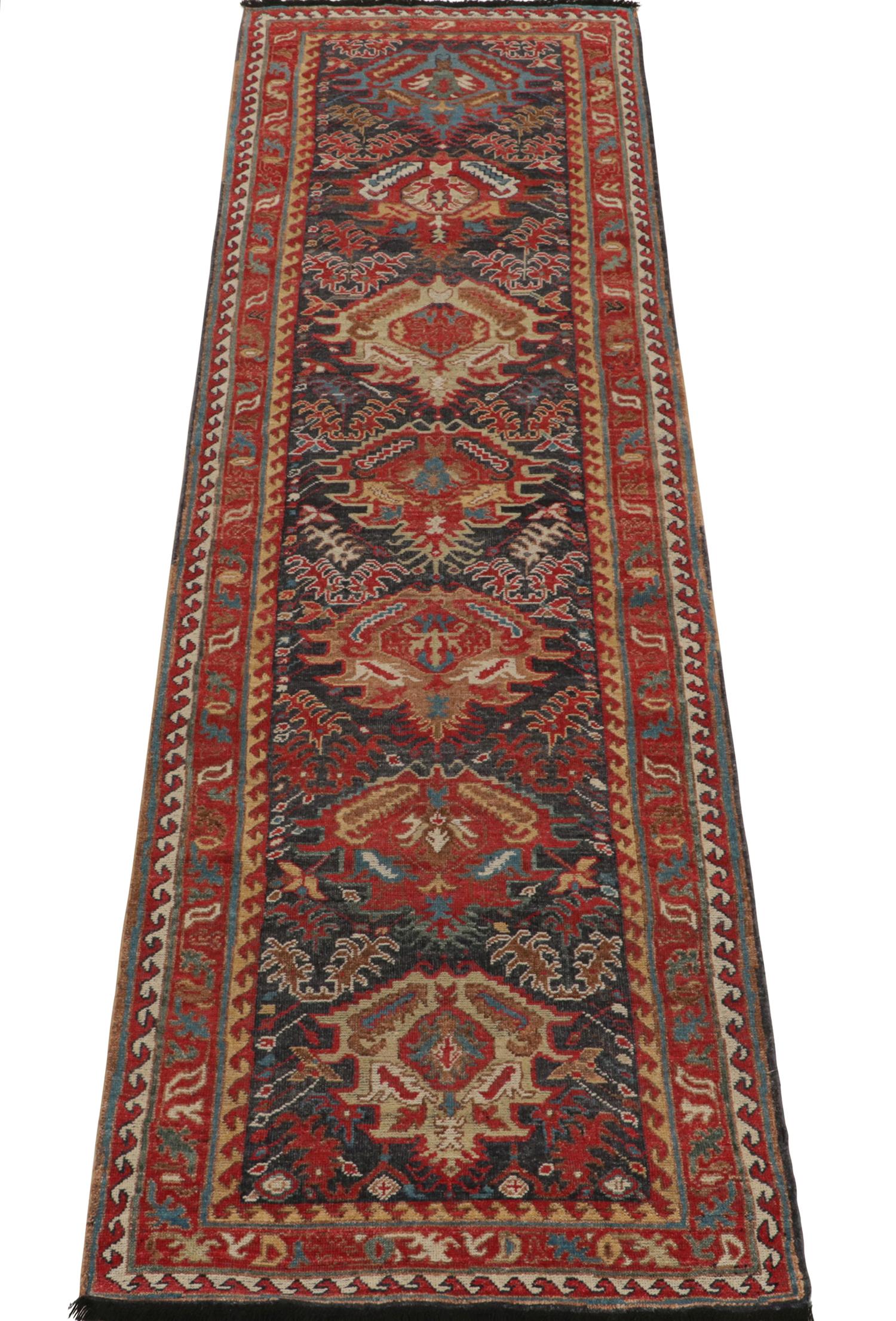 Indian Rug & Kilim’s Tribal style runner in Red, Brown and Blue Patterns For Sale